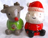 SET SOLNITE SARE PIPER DIN CERAMICA DECOR DE IARNA CU MOS CRACIUN SI REN