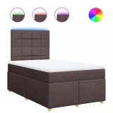 Cumpara ieftin Pat box spring cu saltea, maro inchis, 120x200 cm, textil