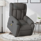 vidaXL Fotoliu de masaj rabatabil cu ridicare, gri &icirc;nchis, textil