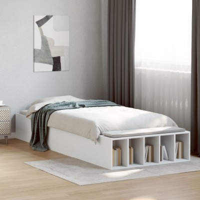 vidaXL Cadru de pat, alb, 100x200 cm, lemn prelucrat 3280601 foto
