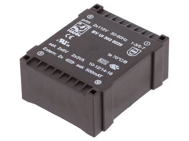 Transformator &Icirc;ncapsulat 6VA 6V 500mA PCB