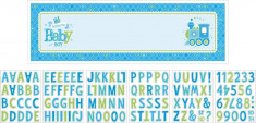 Banner bleu pentru petrecere personalizabil Welcome Baby Boy 165.1 X 50.8cm, Amscan 121460 foto