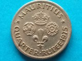 MAURITIUS-QUARTER RUPEE 1975