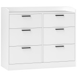 HOMCOM Comodă cu 6 Sertare, Margini &Icirc;nălțate și M&acirc;nere &icirc;n Formă de U, 110x40x88 cm, Alb | Aosom Romania