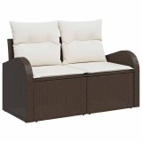 vidaXL Set de canapele pentru grădină cu pernă 5 pcs Maro și Crem