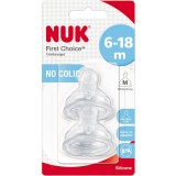 Tetina Nuk Frist Choice+, Silicon, 6-18 Luni, Orificiu Mediu, Set 2Buc