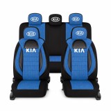 Set Huse Scaune Universale Racing, Albastru cu Negru Personalizate cu Kia
