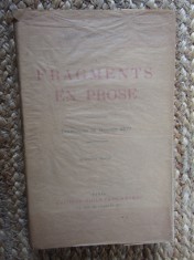 FRAGMENTS EN PROSE par RAINER MARIA RILKE , 1929