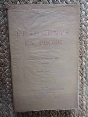 FRAGMENTS EN PROSE par RAINER MARIA RILKE , 1929 foto