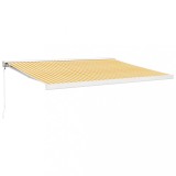 Cumpara ieftin Copertina retractabila galben si alb, 4x3 m, textil si aluminiu