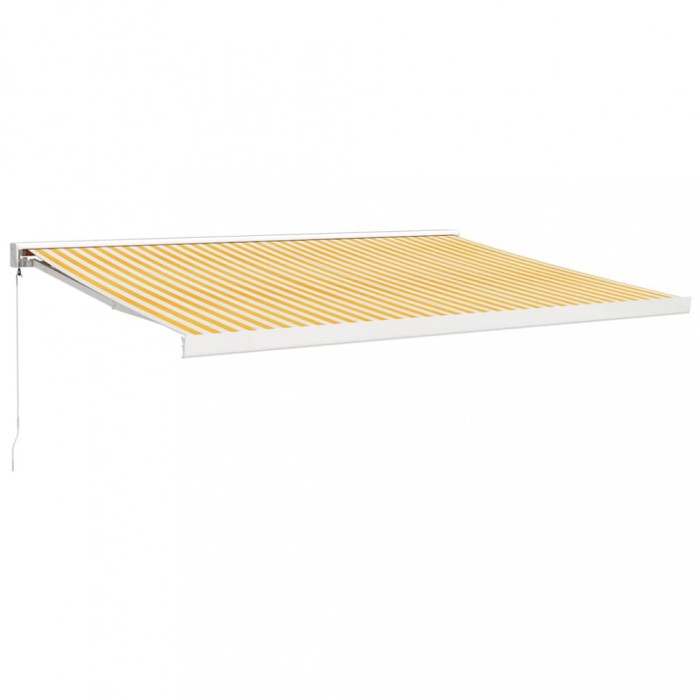 Copertina retractabila galben si alb, 4x3 m, textil si aluminiu