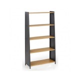 Etajera HM REG13, 5 rafturi, cadru metalic, MDF, negru/stejar auriu