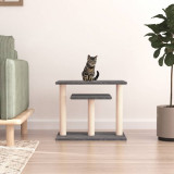 VidaXL St&acirc;lpi zg&acirc;riat pentru pisici cu platforme, gri &icirc;nchis, 62,5 cm