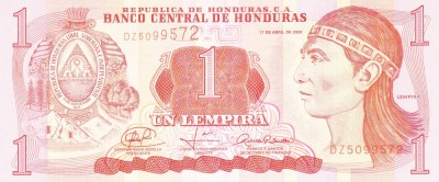 Bancnota Honduras 1 Lempira 2008 - P89a UNC foto
