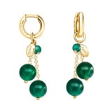 Cumpara ieftin Cercei Argint Placat Aur cu Agat Verde Smarald Cherry, 4cm. Inelari, Pandantive Detasabile. Bijuterii Argint 925 Made in Italy
