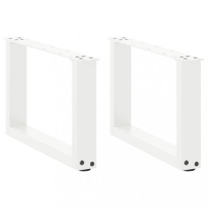 vidaXL Picioare pentru măsuță de cafea &icirc;n formă de U, 2 buc., alb, 50x(30-31) cm, oțel 4013137