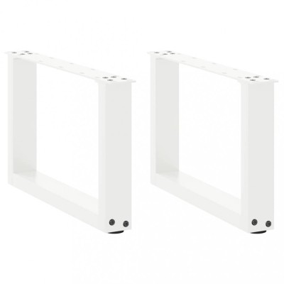 vidaXL Picioare pentru măsuță de cafea &amp;icirc;n formă de U, 2 buc., alb, 50x(30-31) cm, oțel foto