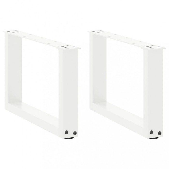 vidaXL Picioare pentru măsuță de cafea &icirc;n formă de U, 2 buc., alb, 50x(30-31) cm, oțel