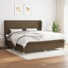 VidaXL Pat box spring cu saltea, maro &icirc;nchis, 200x200 cm, textil 3128472