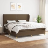 VidaXL Pat box spring cu saltea, maro &icirc;nchis, 200x200 cm, textil 3128472