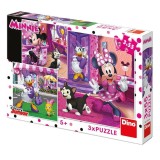 Puzzle 3 in 1 - O zi cu Minnie (55 piese) PlayLearn Toys, Dino
