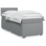 VidaXL Pat box spring cu saltea, gri deschis, 90x190 cm, textil 3285750