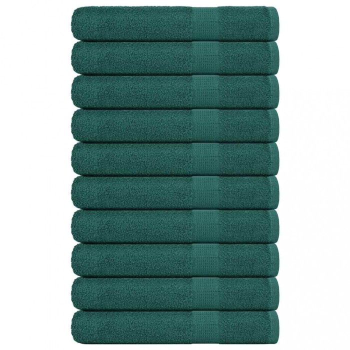 vidaXL Prosoape 10 buc Verde 100x200 cm 360 g/m&sup2; 100% bumbac