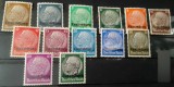 Serie completă de timbre uzuale cu supratipar &bdquo;Luxemburg / Deutsches Reich&rdquo; (Luxemburg sub ocupație germană, 1941)