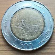 Moneda Italia 500 lire 1992