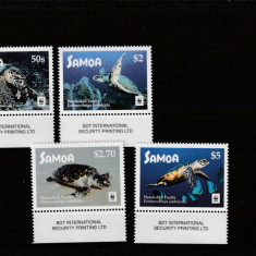 Samoa 2016-Fauna,WWF,Testoase,Serie 4 valori,cu margine,MNH,Mi.1348-1351