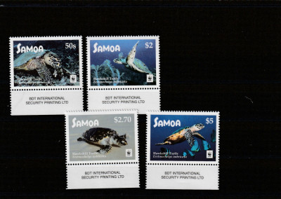 Samoa 2016-Fauna,WWF,Testoase,Serie 4 valori,cu margine,MNH,Mi.1348-1351 foto