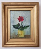 NICOLAE CONSTANTIN- PICTOR IESEAN- TRANDAFIRUL- ULEI/CARTON- 34x25 CM, Flori, Impresionism