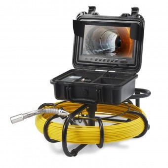 Camera inspectie endoscop Vevor Profesional, Monitor mare color HD 9&amp;rdquo;, Lungime 120 m, IP68, 12xLed, pentru conducte foto