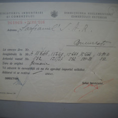 HOPCT DOCUMENT VECHI 313 MINISTERUL INDUSTRIEI COMERT EXTERIOR /BUCURESTI 1936