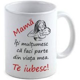 Cana alba personalizata &quot;Mama te iubesc&quot;, INOVATIX&reg;. 330ml, Oem