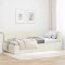 vidaXL Cadru de pat colțar cu headboard Crem 90 x 190 cm Catifea 42016304