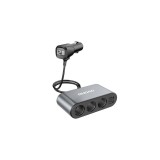 Dudao &icirc;ncărcător auto 2x USB / 3x adaptor brichetă, negru (R1Pro-black)