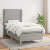 Cumpara ieftin Pat box spring cu saltea, gri deschis, 90x200 cm, textil