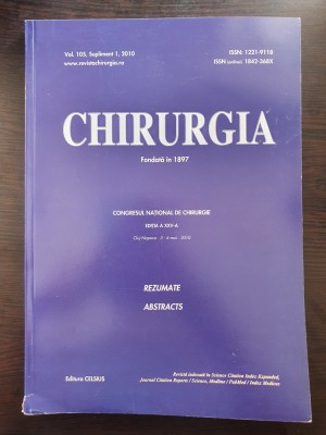 CHIRURGIA CONGRESUL NATIONAL DE CHIRURGIE EDITIA A XXV-A 3-6 MAI 2010 - REZUMATE foto