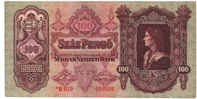 Ungaria 100 Pengo 1930 P-112 Seria 059356 Rara foto
