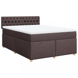 Cumpara ieftin Pat continental cu saltea, maro inchis, 140x200 cm, textil