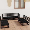 Gossi set mobilier de gradina, 7 piese, negru lemn masiv pin