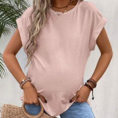 Bluza cu maneci scurte si cu decolteu, Maternity, roz, dama, Shein