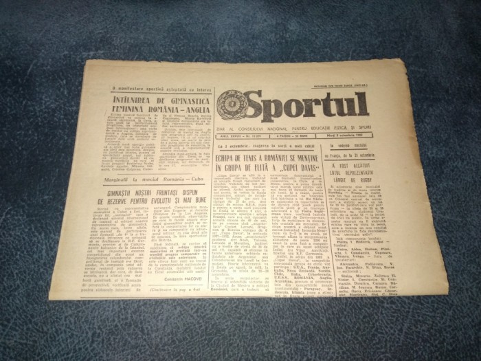 ZIARUL SPORTUL 5 OCTOMBRIE 1982