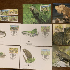 anguila - reptile - iguana - serie 4 timbre MNH, 4 FDC, 4 maxime, fauna wwf