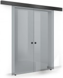 Usa culisanta Boss &reg; Duo Black, 90+90x215 cm, sticla gri securizata, glisanta in ambele directii