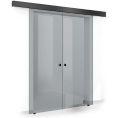 Usa culisanta Boss &reg; Duo Black, 60+60x215 cm, sticla gri securizata, glisanta in ambele directii