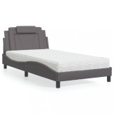 VidaXL Pat, Viana, cu saltea, gri, 100x200 cm, piele ecologică 3208778