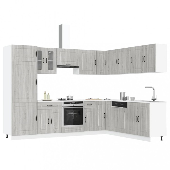 vidaXL Set de dulapuri de bucătărie 14 piese &bdquo;Kalmar&rdquo; lemn Sonoma gri 3314977