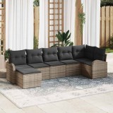 Cumpara ieftin Set de canapele pentru grădină cu pernă 7 pcs Gri Rattan poli